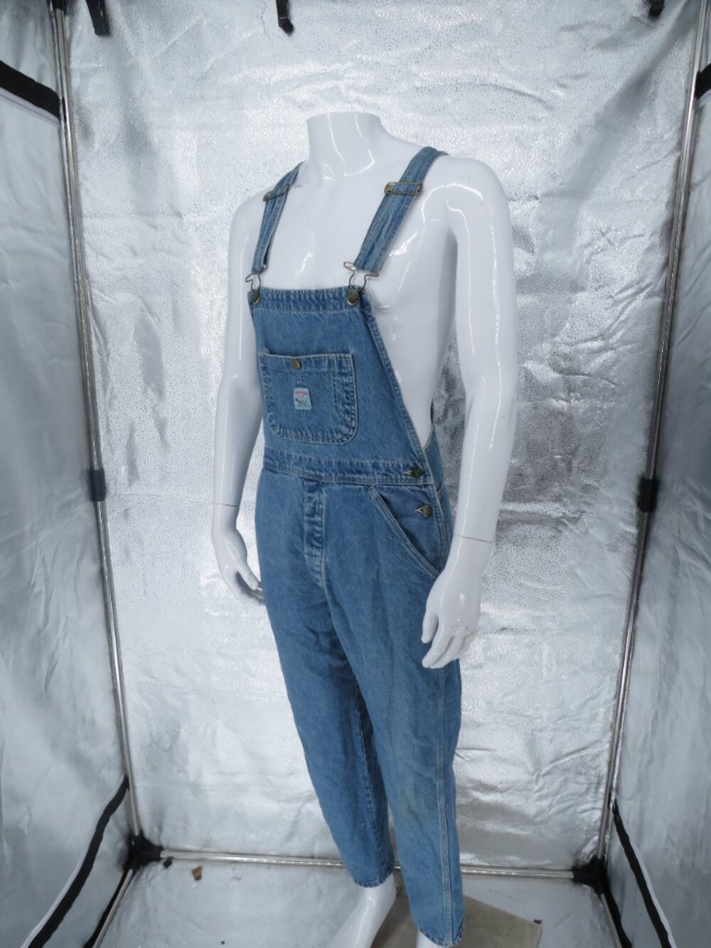 Vintage Pointer Brand Denim Overalls Blue W32 L Short USA Made Workwear Bib Dung